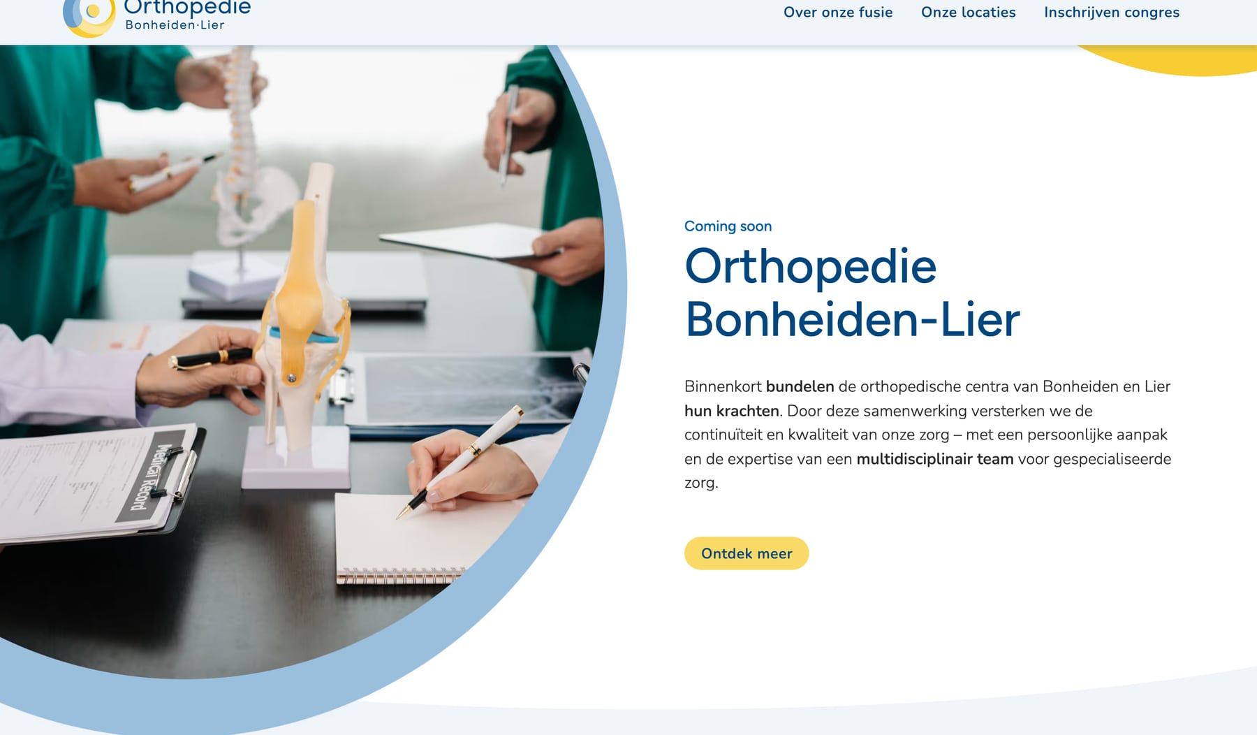 De site van Orthopedie Bonheiden-Lier met de naam en het beeldmerk